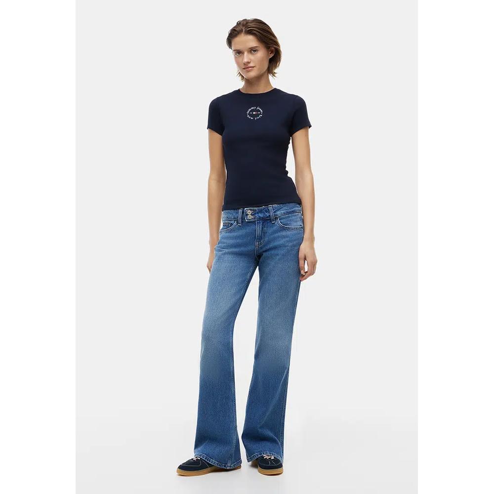 Базовое лого облегающее ребристое трикотажное футболка - Tommy Jeans 4