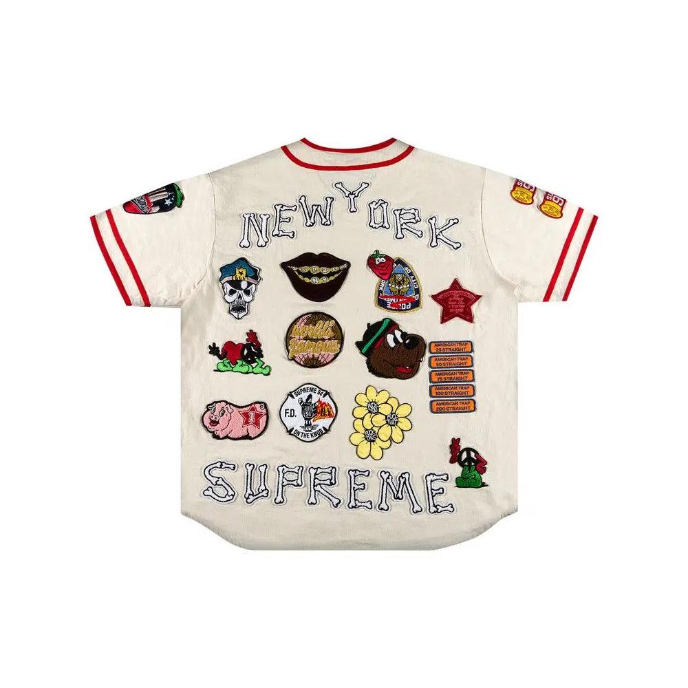 Верхняя одежда Supreme Patches Denim Baseball Jersey «Natural» 2