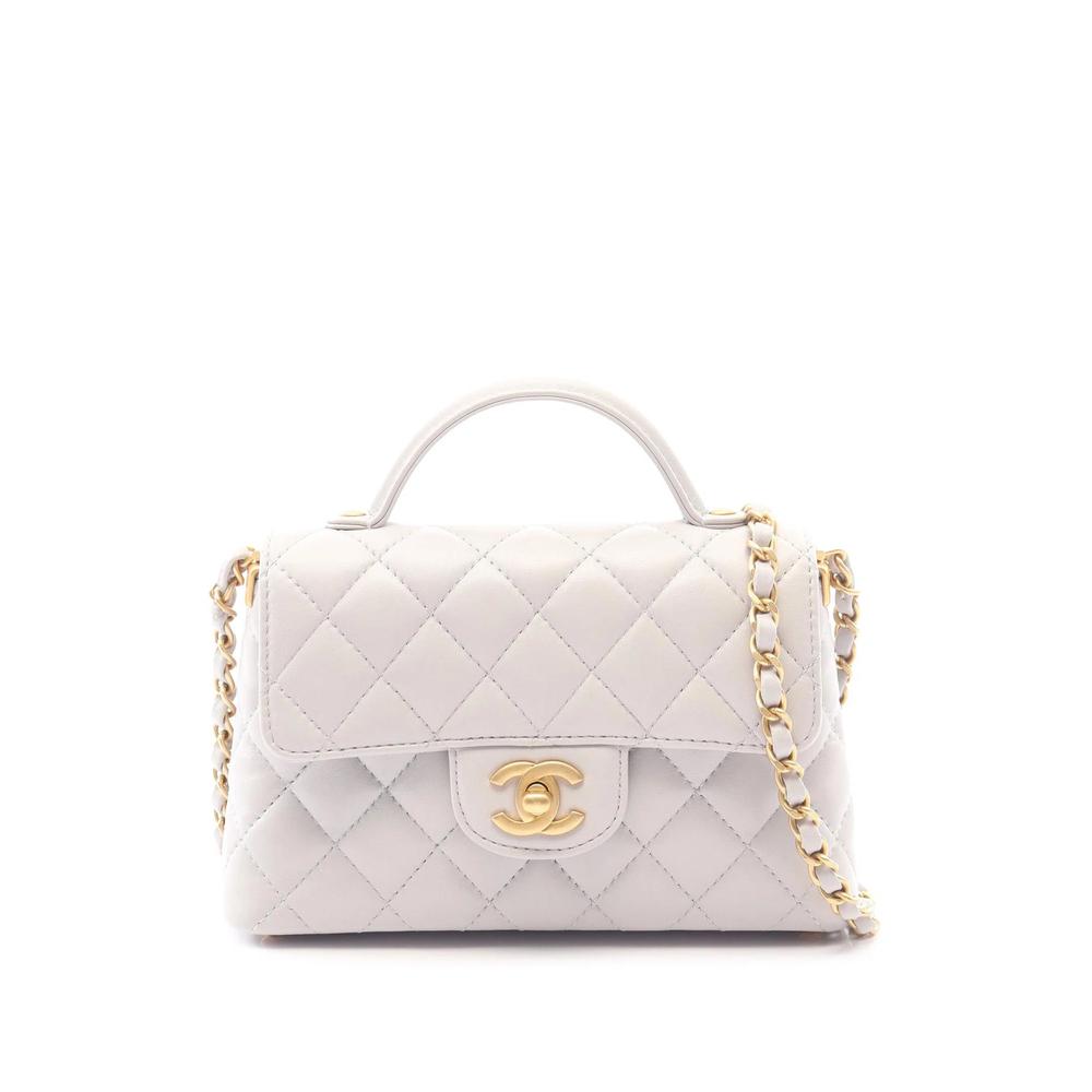 2021-2026 CC Quilted Lambskin Top Handle Flap satchel 1