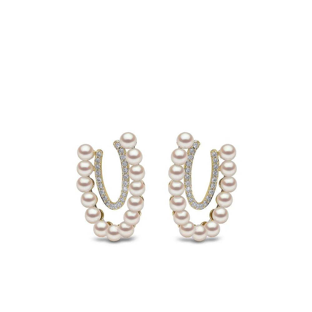 Серьги Sleek из желтого золота с жемчугом и бриллиантами 1