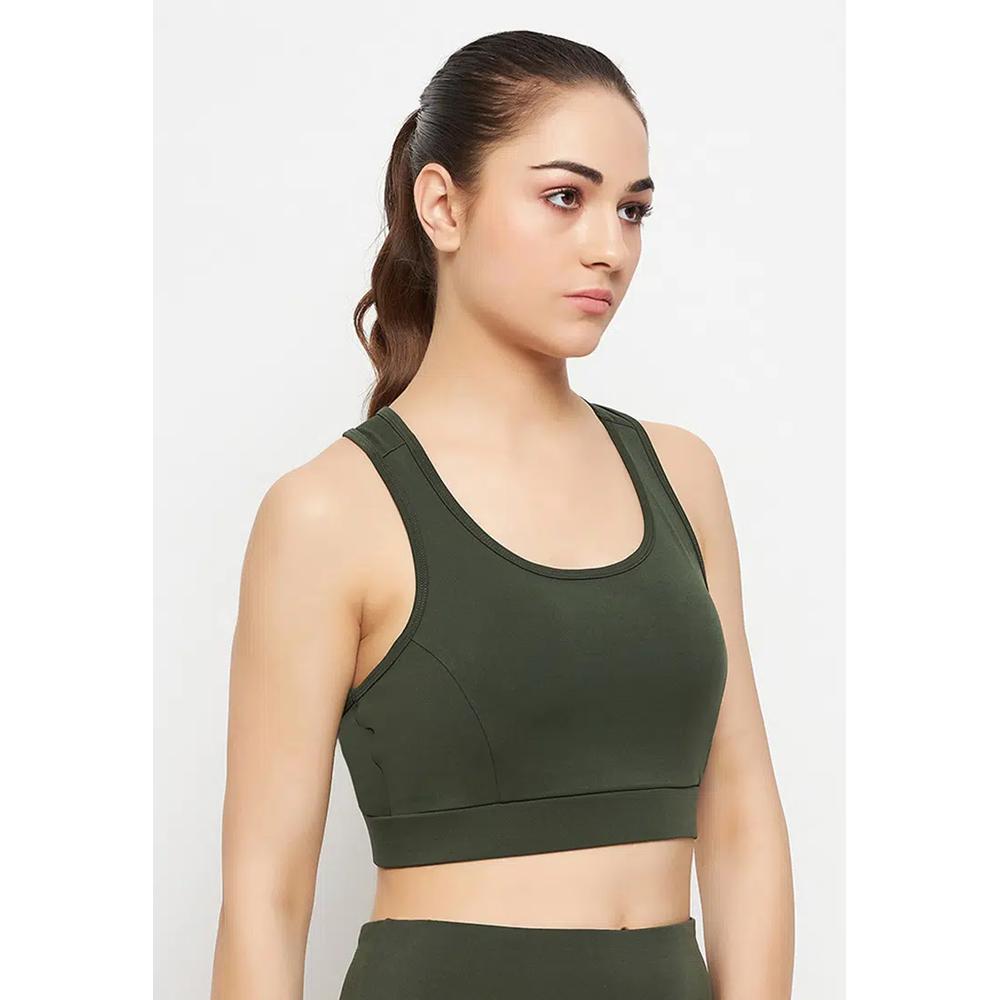 Спортивный бюстгальтер Clovia Medium Impact Padded Racerback цвета морской зелени 4
