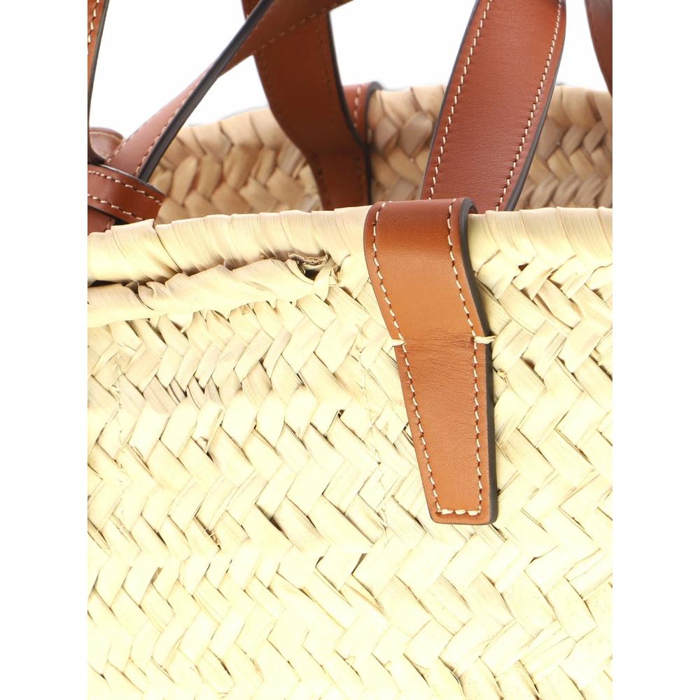 Classic Panier Basket Raffia and Leather Teen tote bag 5