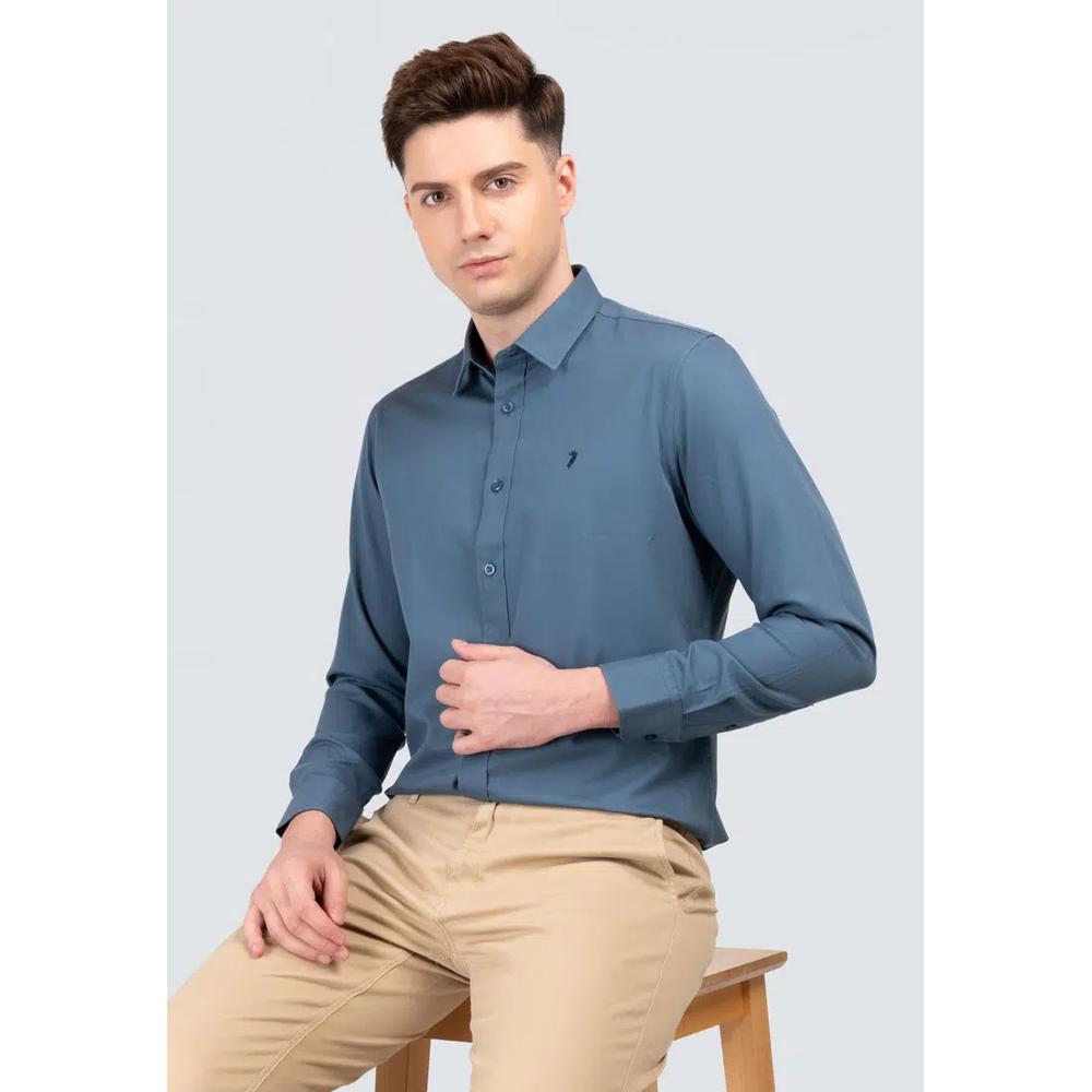 Polo Haus - Мужская рубашка с длинным рукавом Tetoron Rayon Signature Fit MBLS015 5