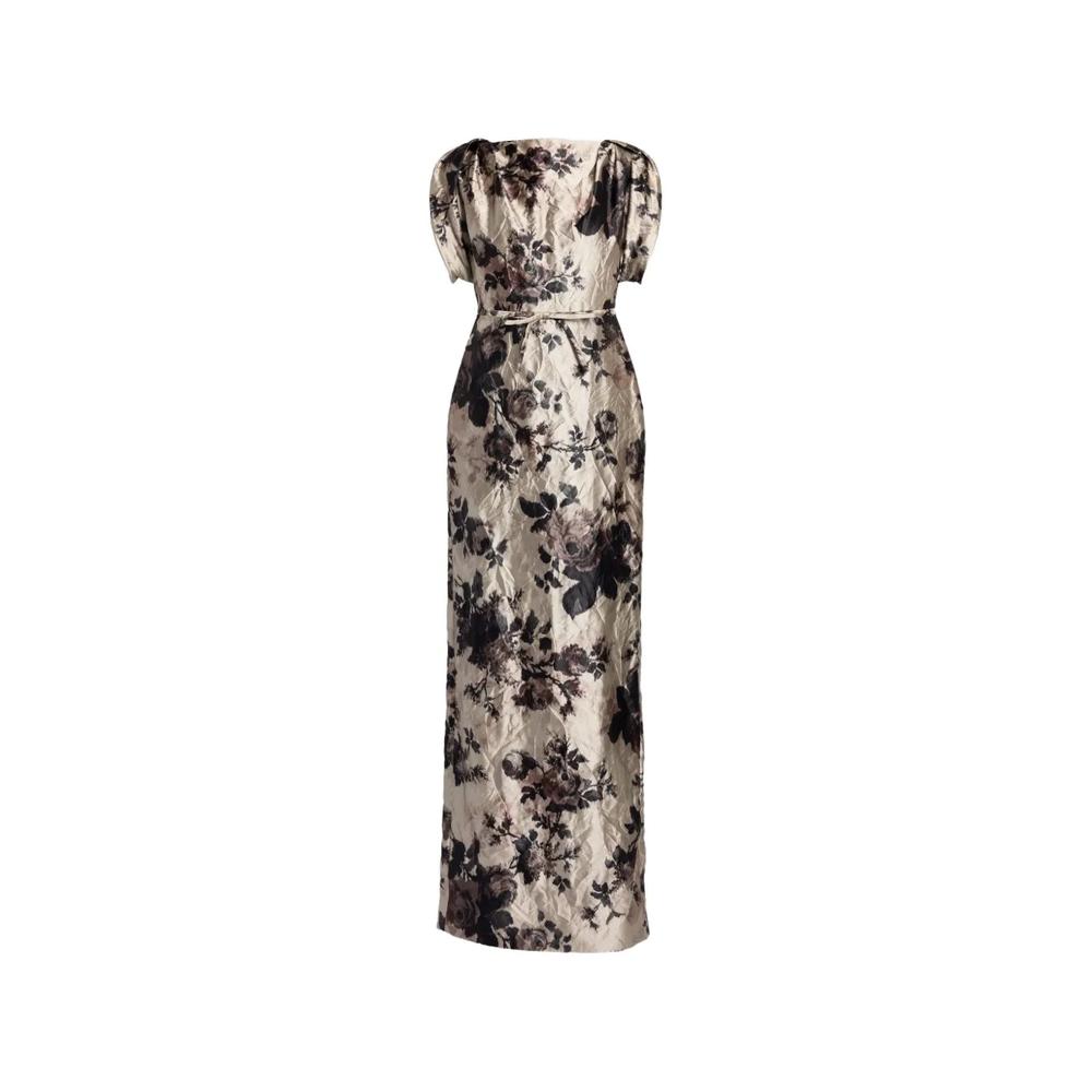 floral-print textured-satin gown 1