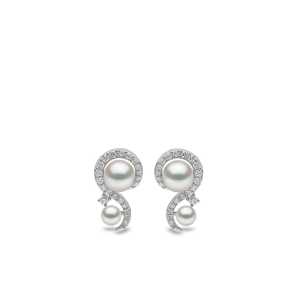 Серьги Trend из белого золота с жемчугом и бриллиантами 1
