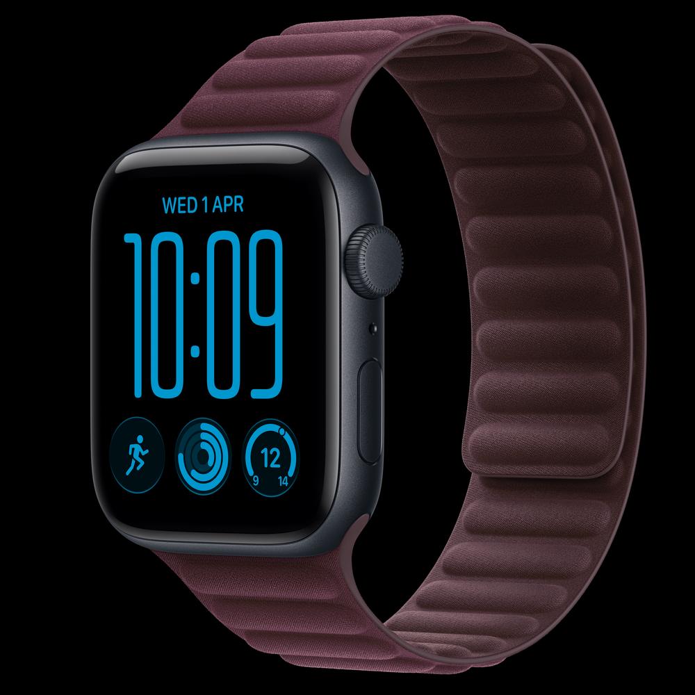Apple Watch SE 3 44 мм, GPS, алюминий, Midnight, ремешок Burgundy Magnetic Link 1