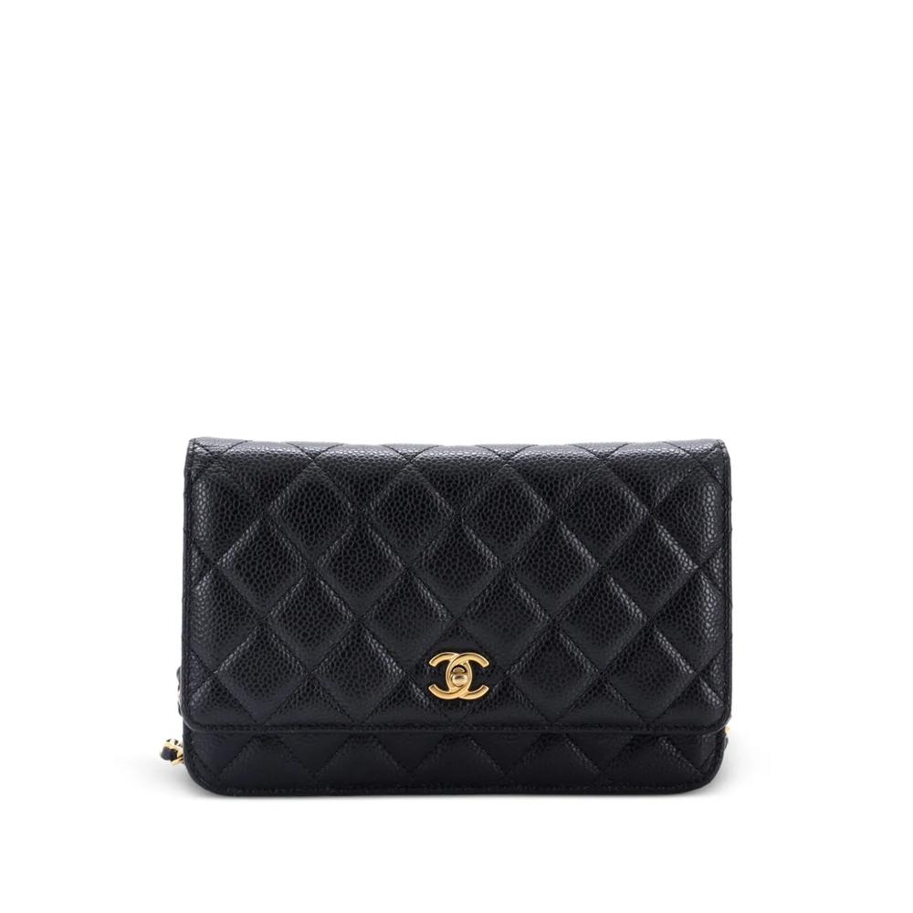 Стеганая сумка через плечо Turnlock CC Wallet on Chain Quilted Caviar 1