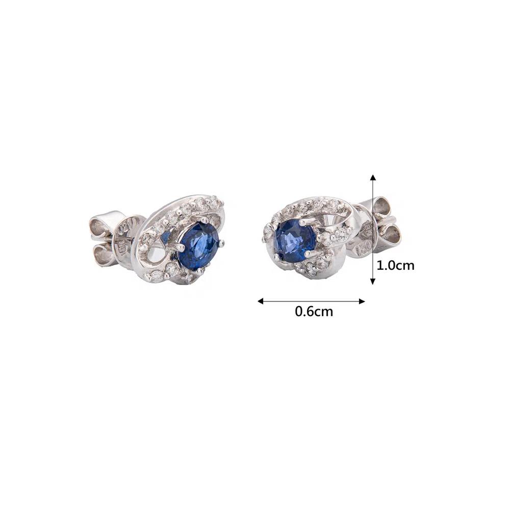 LITZ серьги с сапфиром и бриллиантом из белого золота 18K XK-SE0423 4