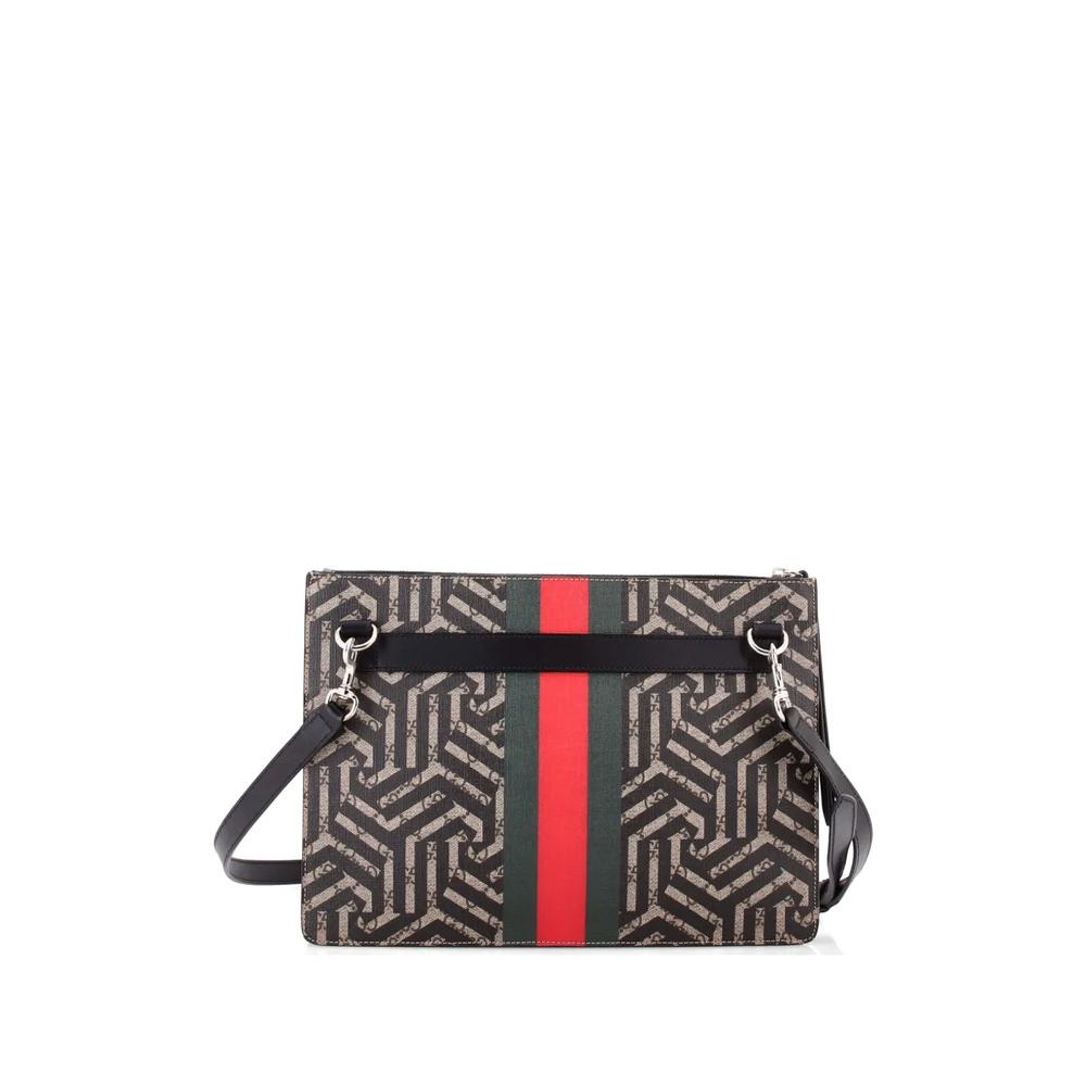 Большая сумка через плечо Bee Web Zip Messenger Bag Caleido GG Coated Canvas 2