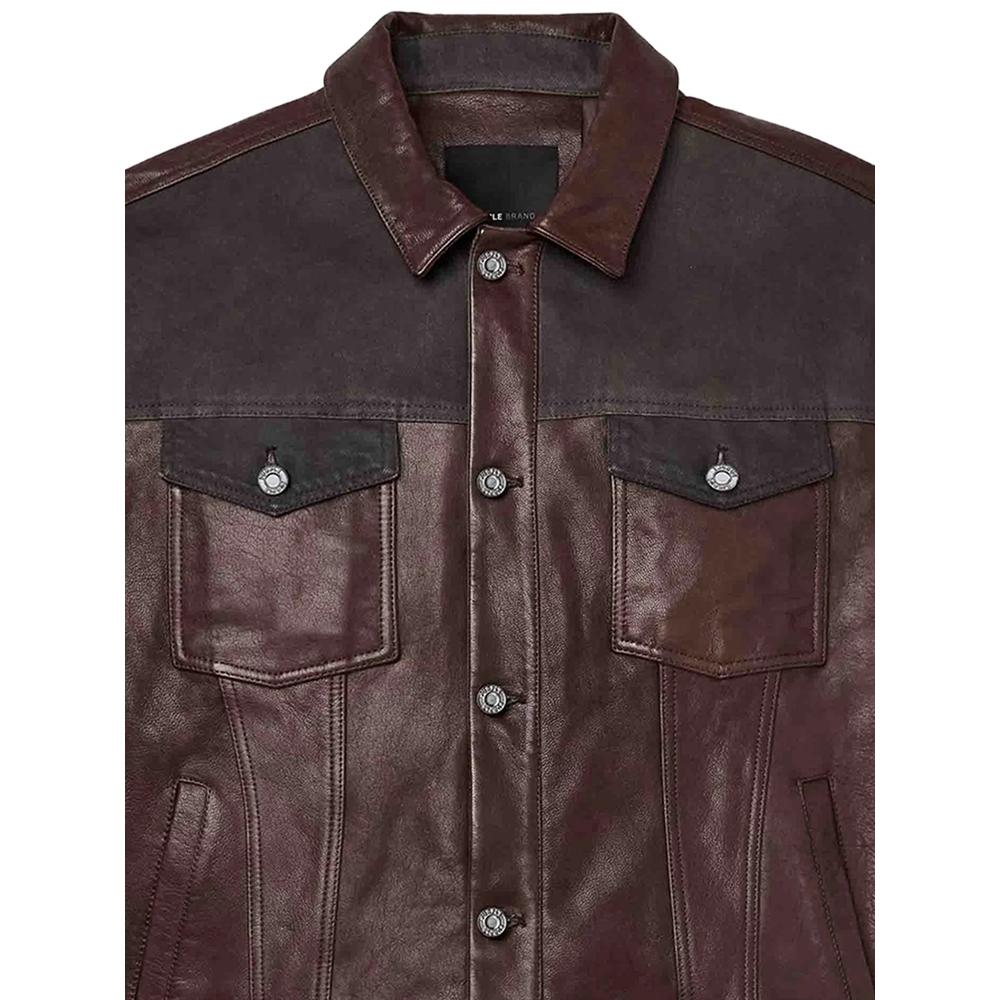 leather-panelled denim jacket 2