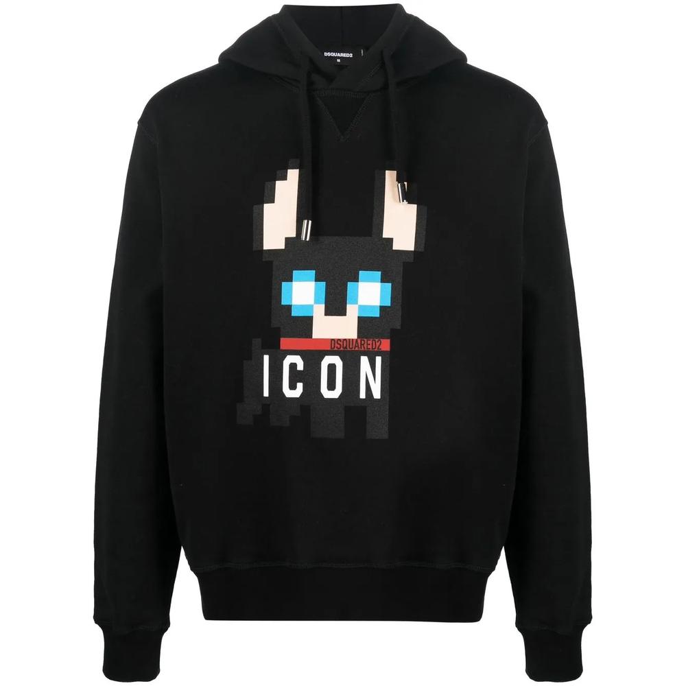 Icon-print cotton hoodie 1