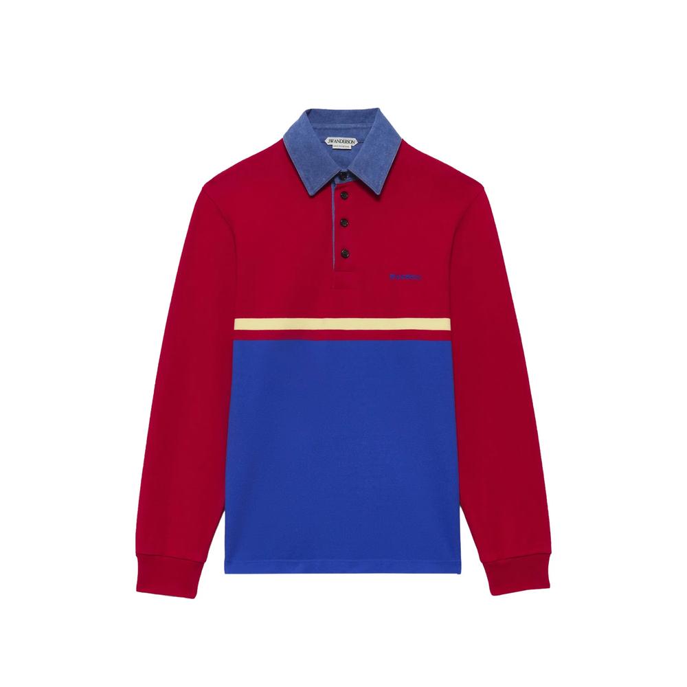 colour-block long-sleeve polo shirt 2