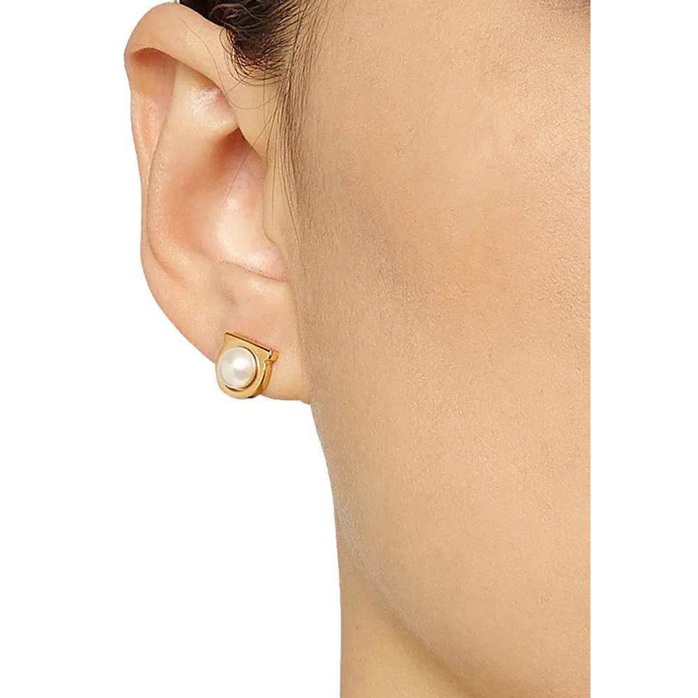FERRAGAMO Серьги Gancini с жемчугом золотого цвета 760121 5