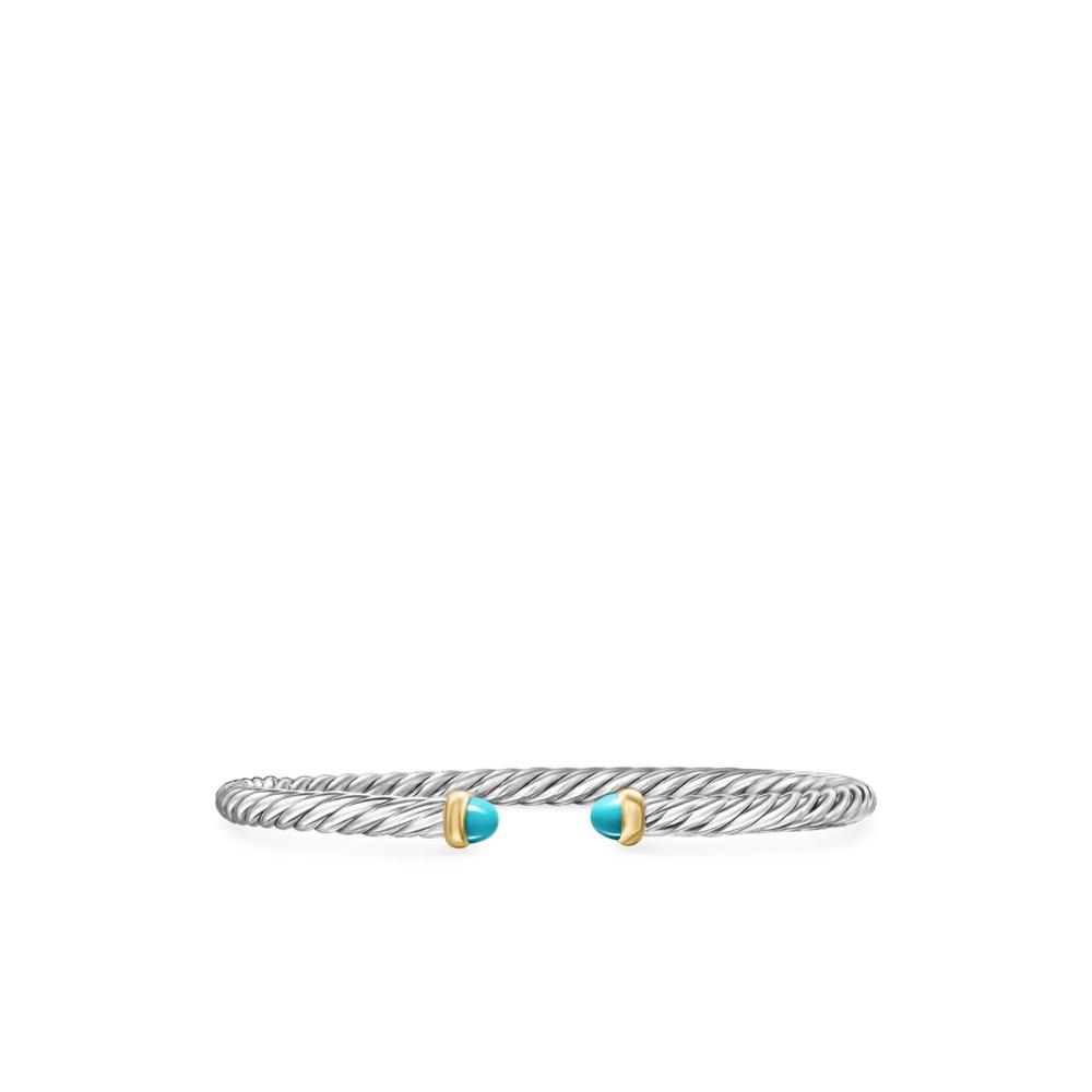 Браслет-кафф Cable Flex из желтого золота с бирюзой (4 мм) 1