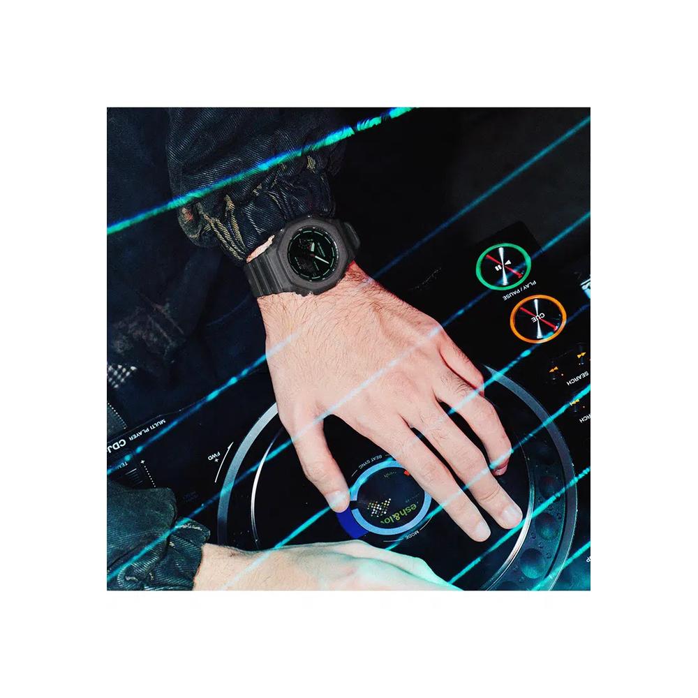 GA-2100K-1A Мужские аналогово-цифровые часы, серый ремешок из смолы 7