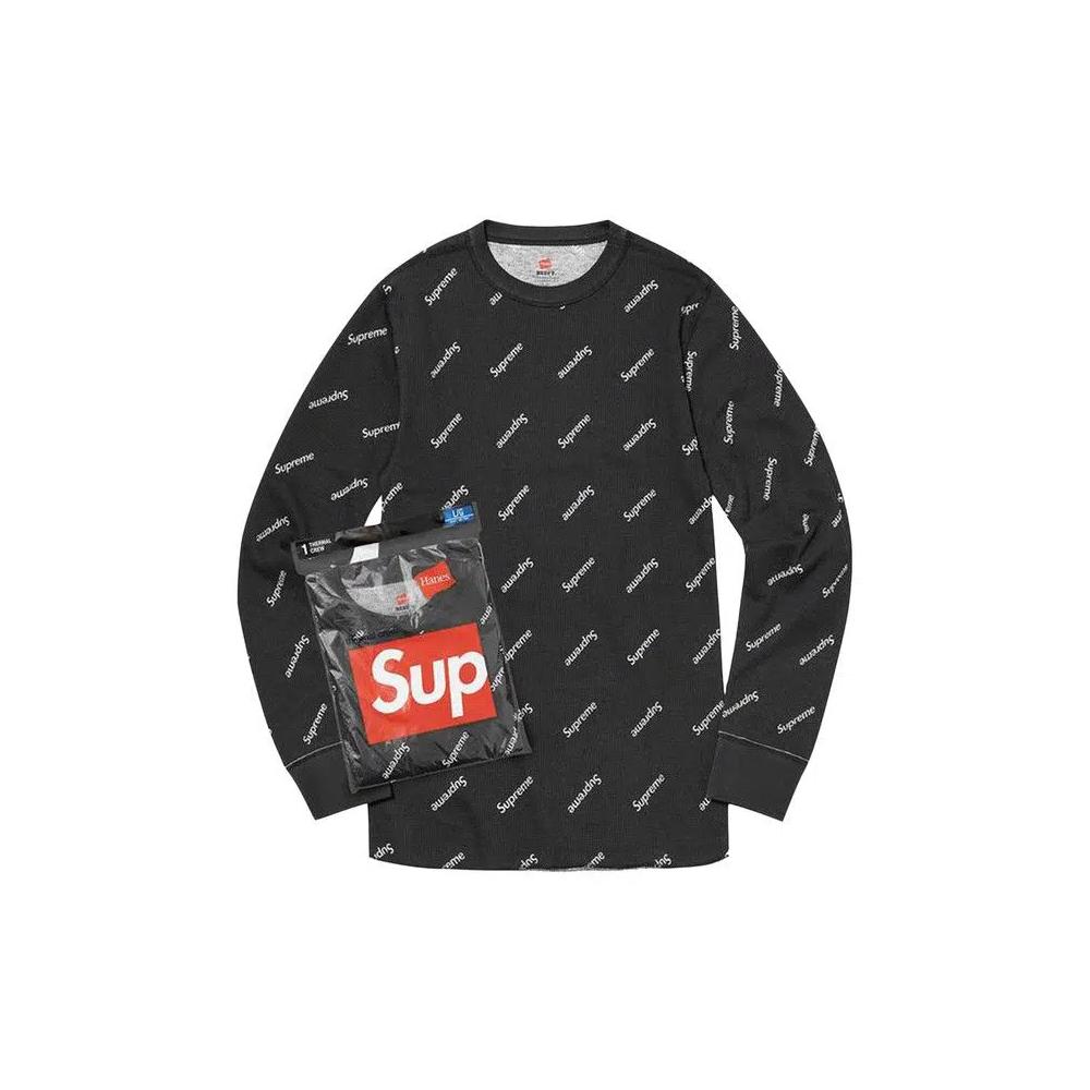 Топы Supreme x Hanes Thermal Crew (1 Pack) 'Black Logos' 1