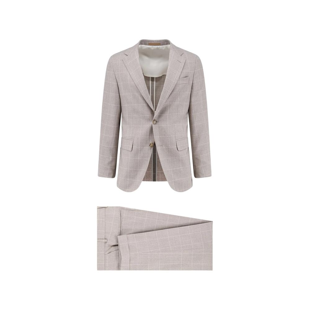 two-piece slim-fit suit in checked Italian wool 1