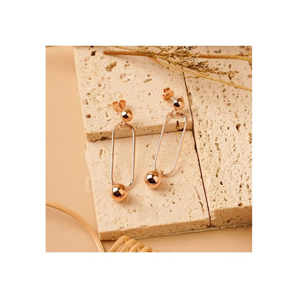 Серьги-капли Minimal Oval Open Hanging Sphere Stud из розового золота со стерлинговым серебром 925 2