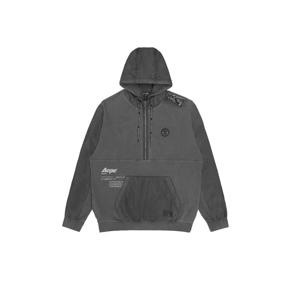 Зип-апы AAPE Moonface Panelled Half-Zip Hoodie 'Черный' 1