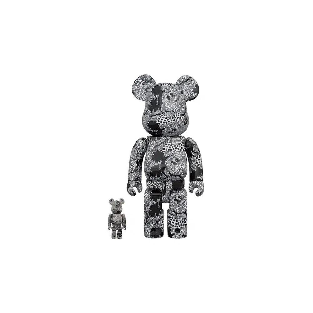 Фигурки BE@RBRICK x Keith Haring x Disney Mickey Mouse 100% & 400% Set 'Black/Grey' 1