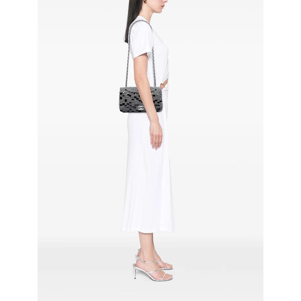 Сумка на плечо Classic Canvas Sequin Stripes Double Flap среднего размера (2006-2008 годы) 2