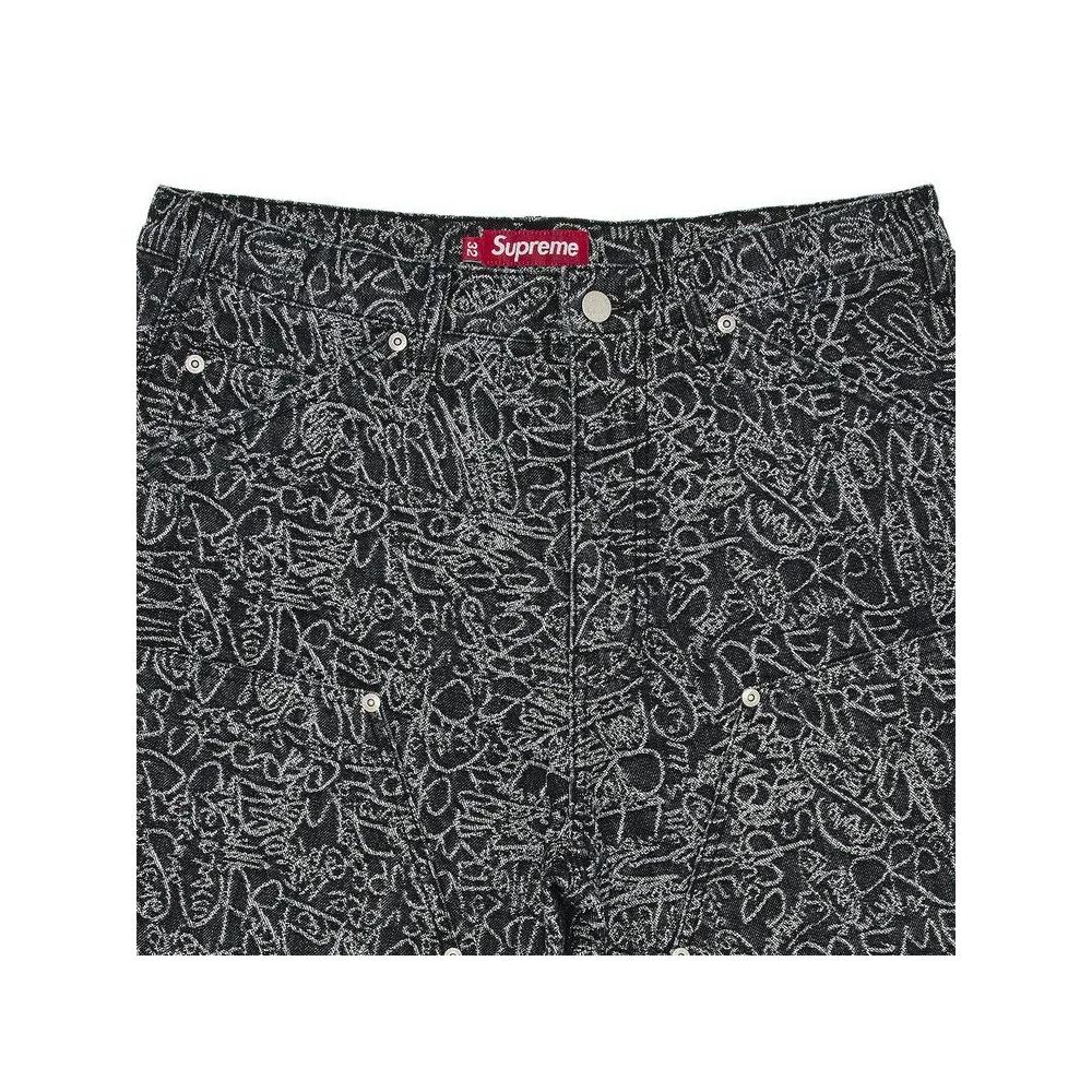 Shorts Supreme Handwriting Double Knee Denim Short 'Черный' 3