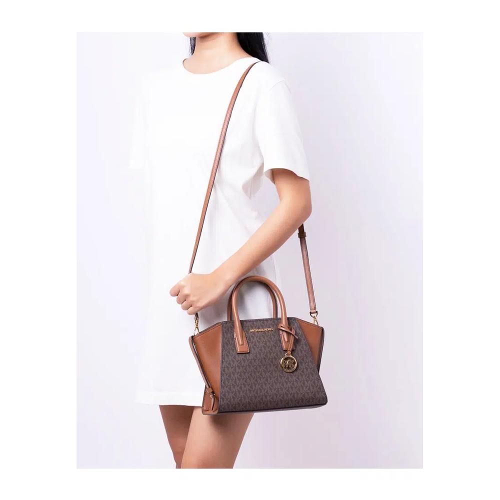 Avril Small Leather Top-Zip Satchel - Коричневый 5
