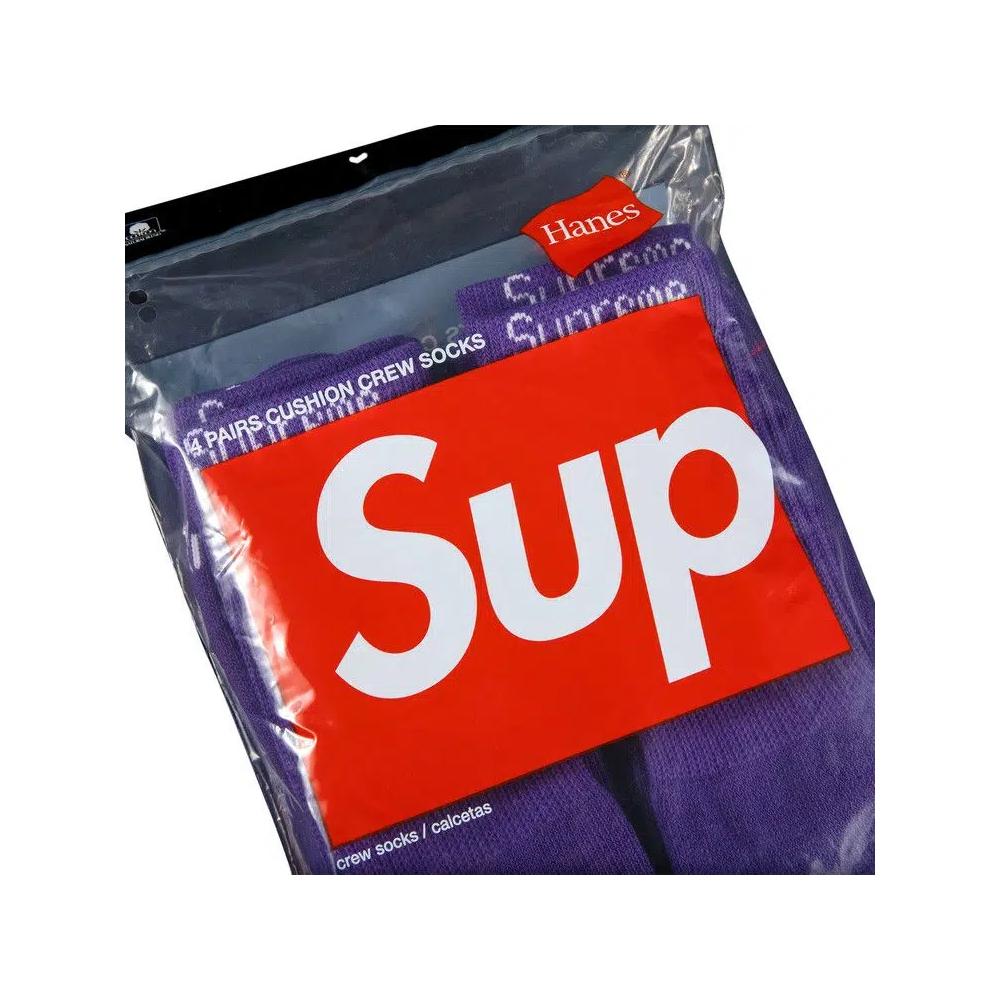 Носки и колготки Supreme x Hanes Crew Socks (4 Pack) 'Purple' 2