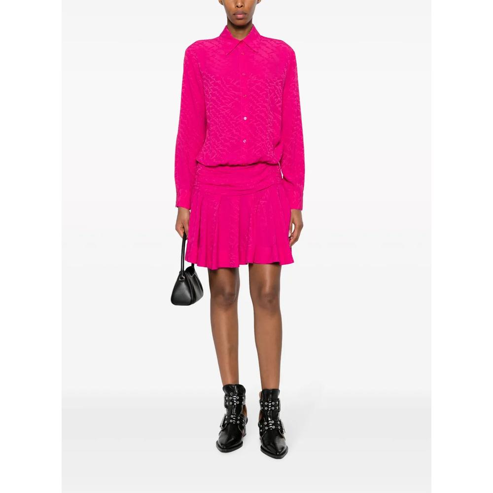 logo-jacquard pleated shirtdress 2