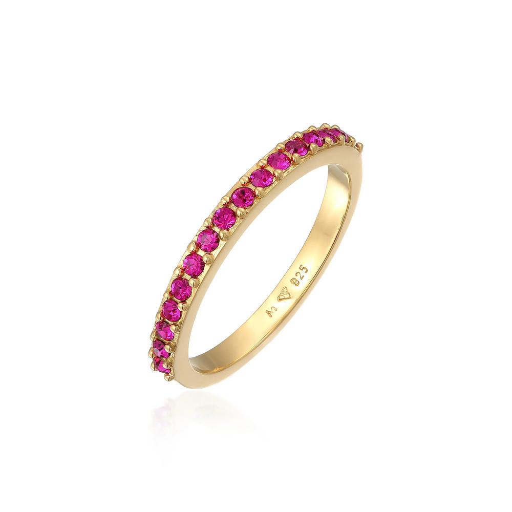 Кольцо Eternity Band с розовыми кристаллами – серебро с позолотой 1