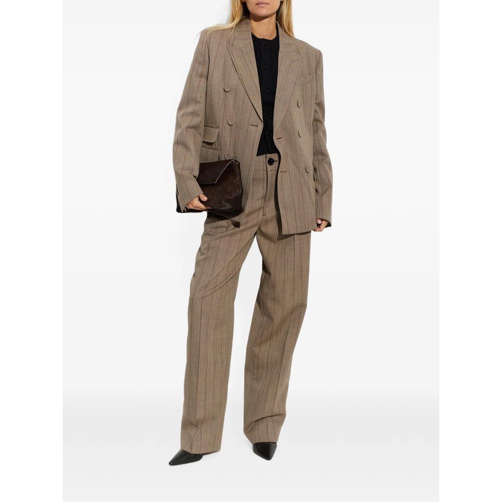 brown double breasted striped wool blazer 2