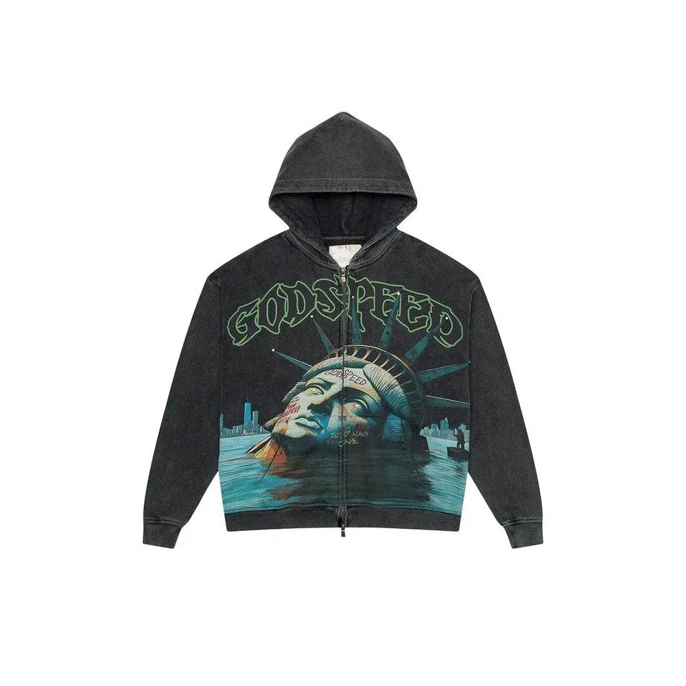Топ Godspeed Sunken Liberty Zip Hoodie 'Grey Wash' 1