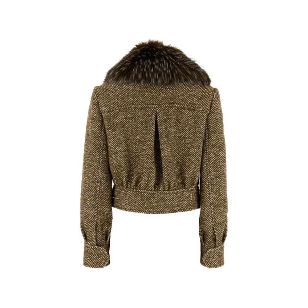 Valiant herringbone faux-fur collar tweed jacket 2
