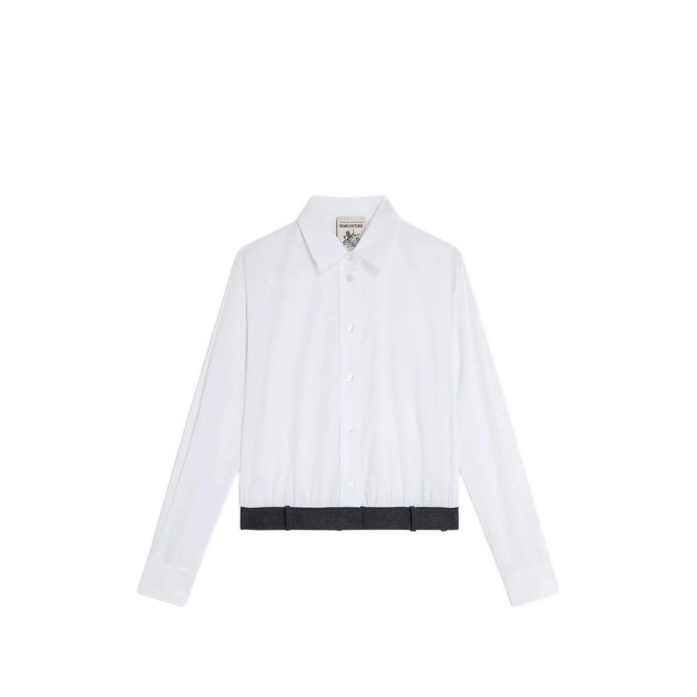 Gilberta cropped contrast-hem shirt 1