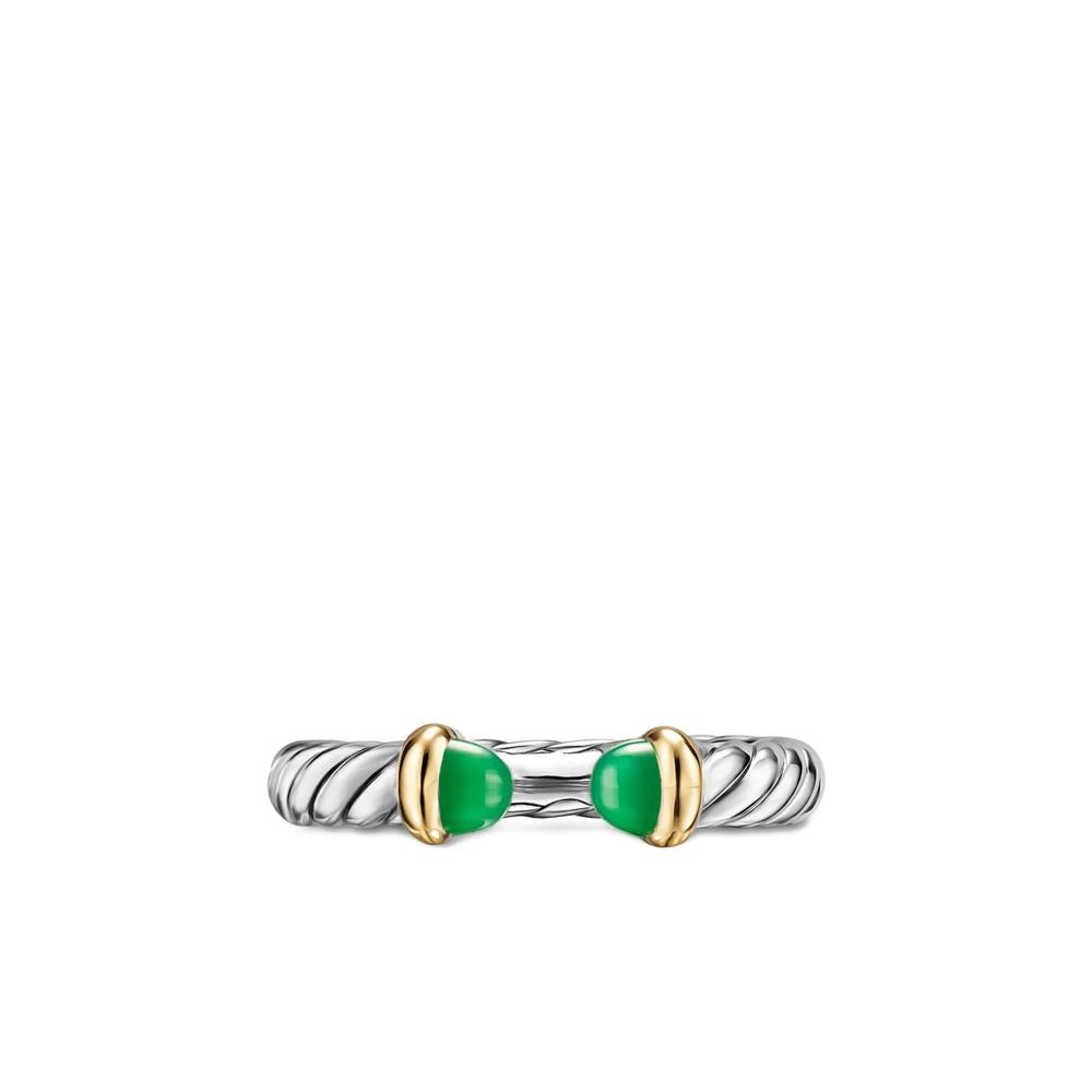 Кольцо Petite Cable из серебра и желтого золота с ониксом 1