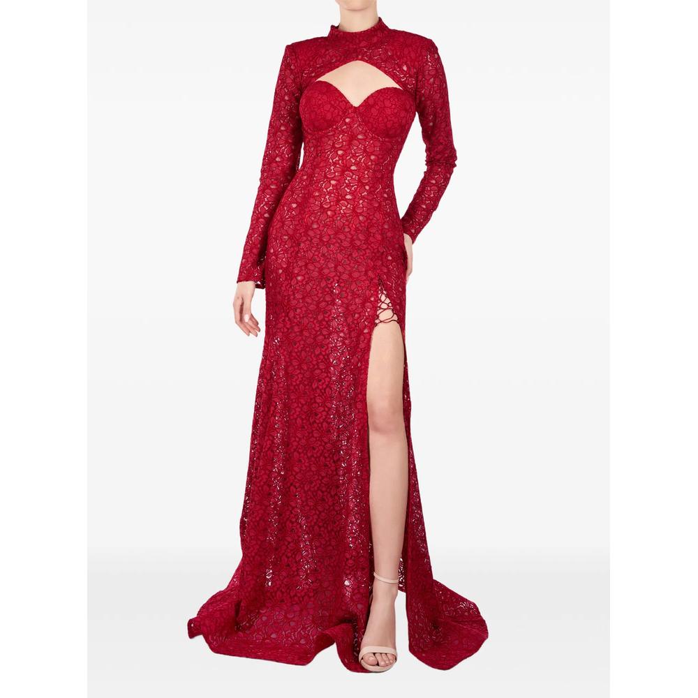 Scarlett Rouge lace-overlay cut-out gown 1
