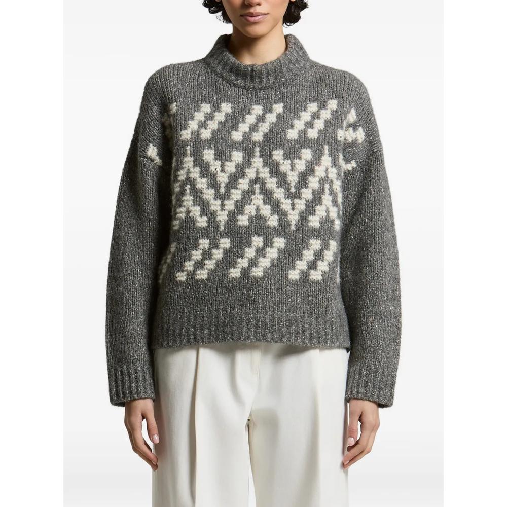 sequin-embellished intarsia-knit sweater 1