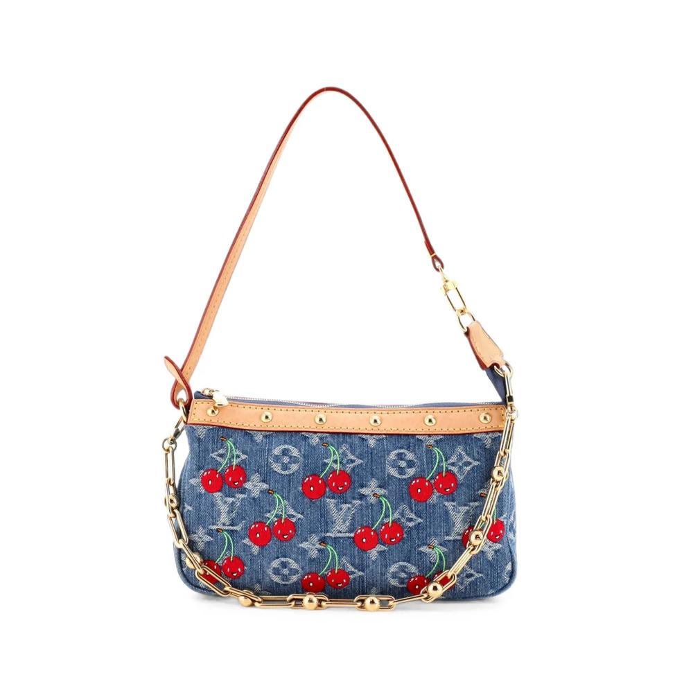 Сумка на плечо Chain Pochette Accessoires NM Limited Edition Monogram Cerises Denim из коллаборации с Takashi Murakami 1