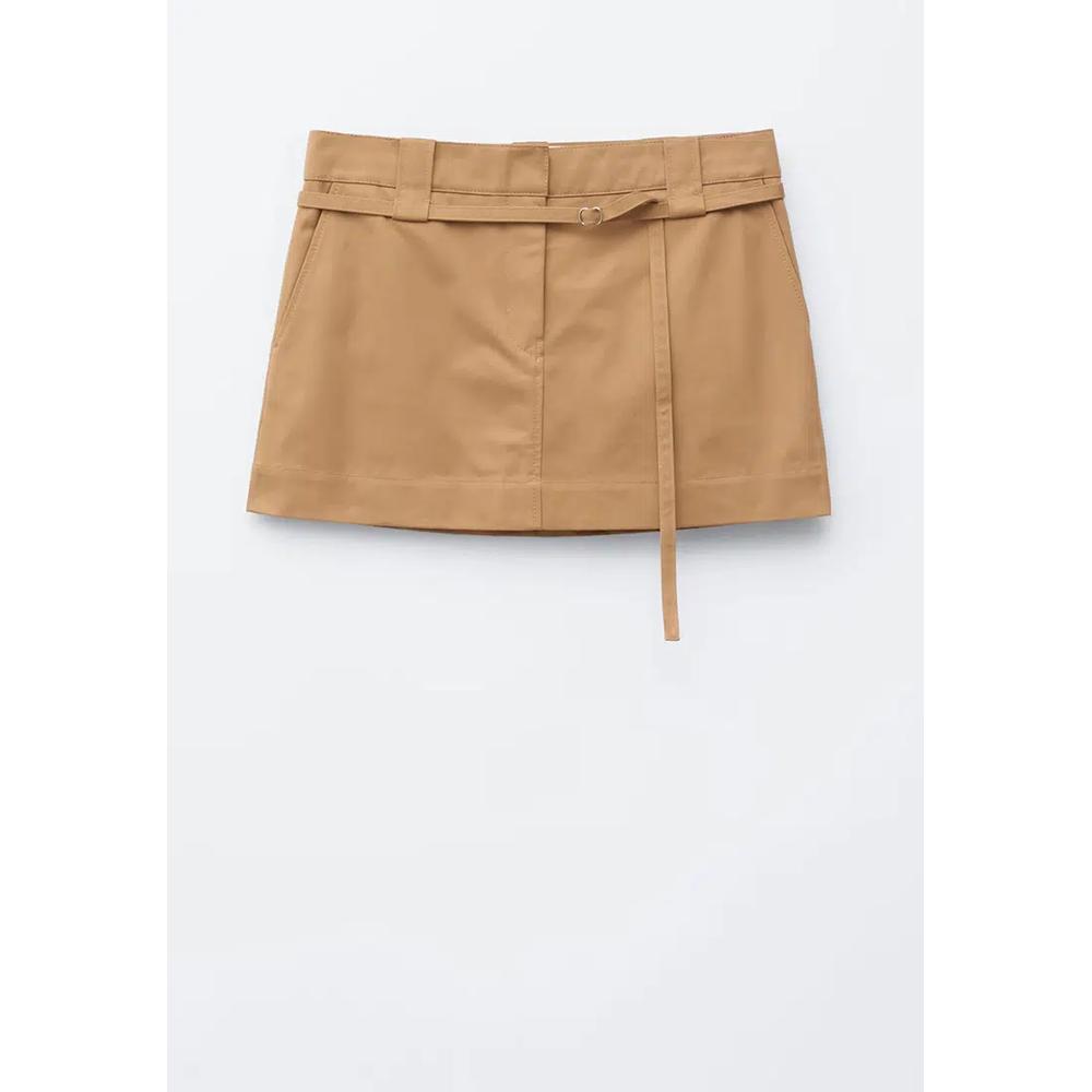 Мини-юбка с поясом из хлопкового габардина 6