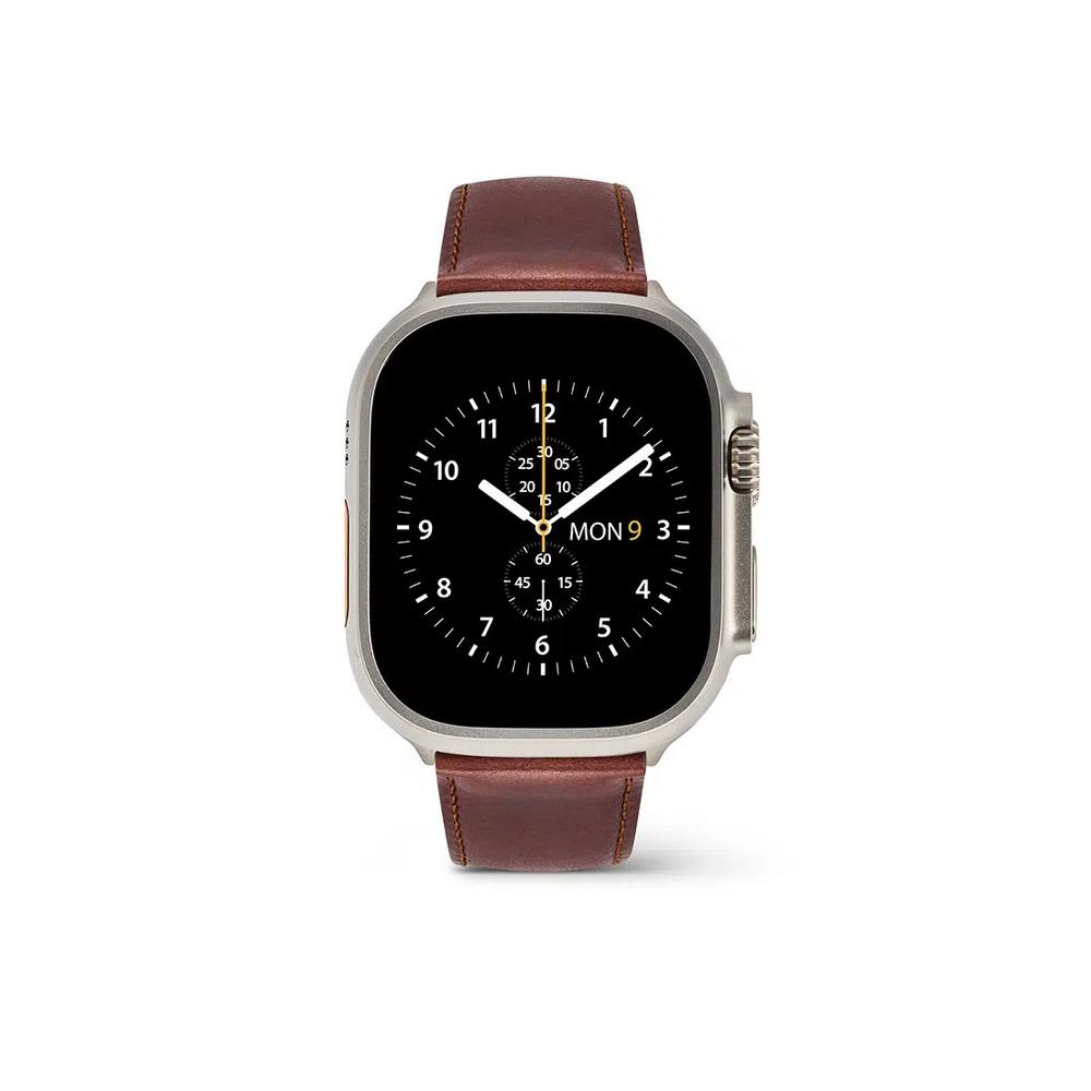 Ремешок для умных часов 22 мм - St Mawes Silver Leather Strap для Apple Watch Ultra 49 мм 3