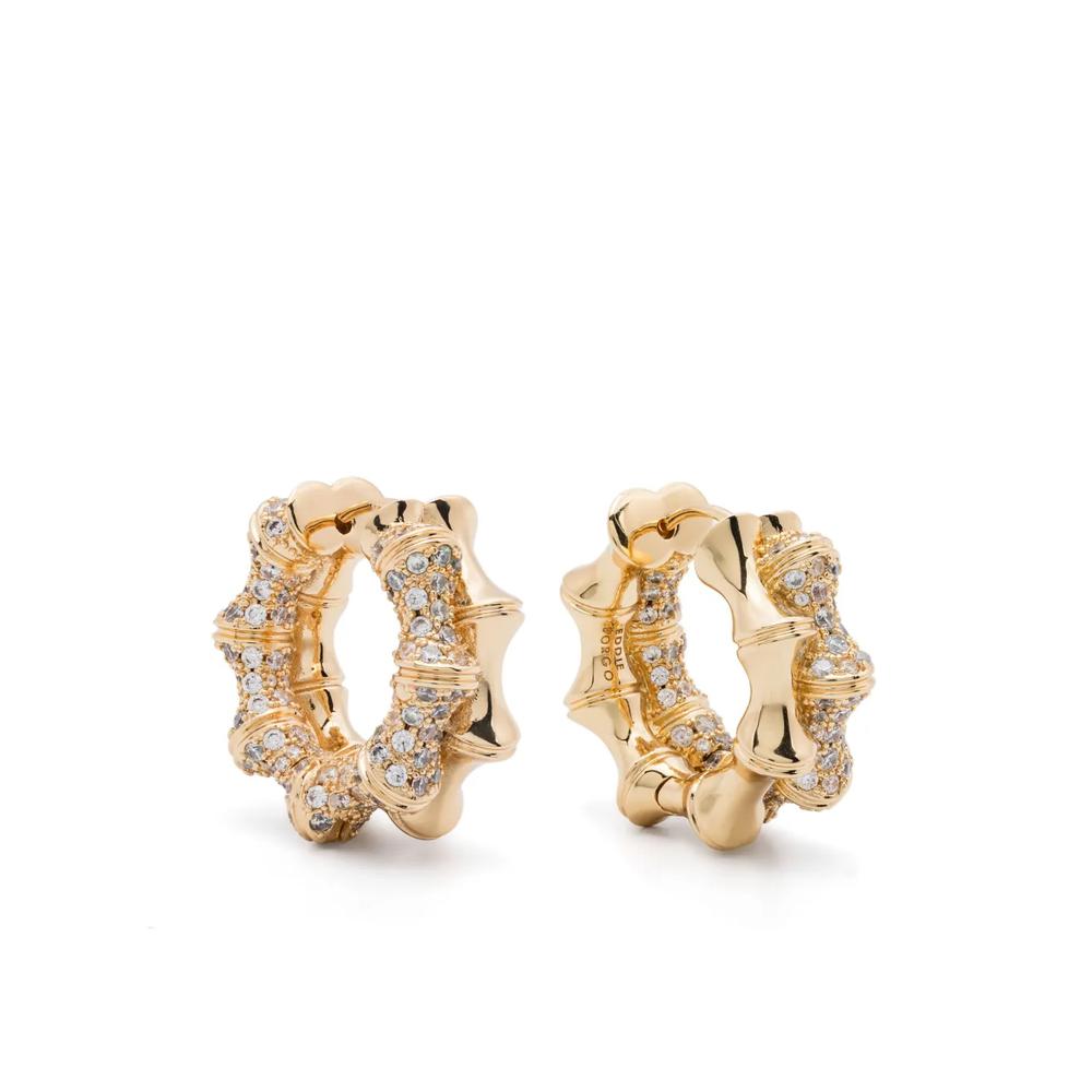 Double Pave Bambu hoop earrings 1
