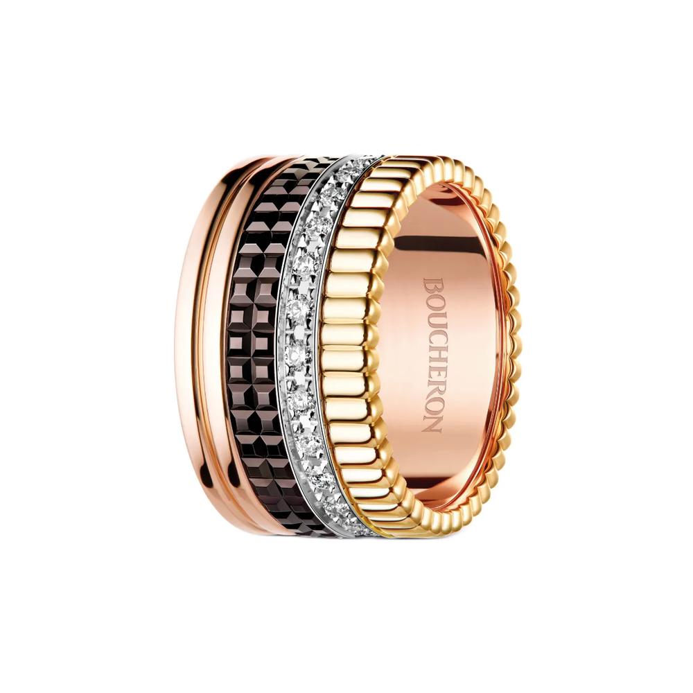 Большое кольцо Diamond Quatre Classique из золота трех видов 2