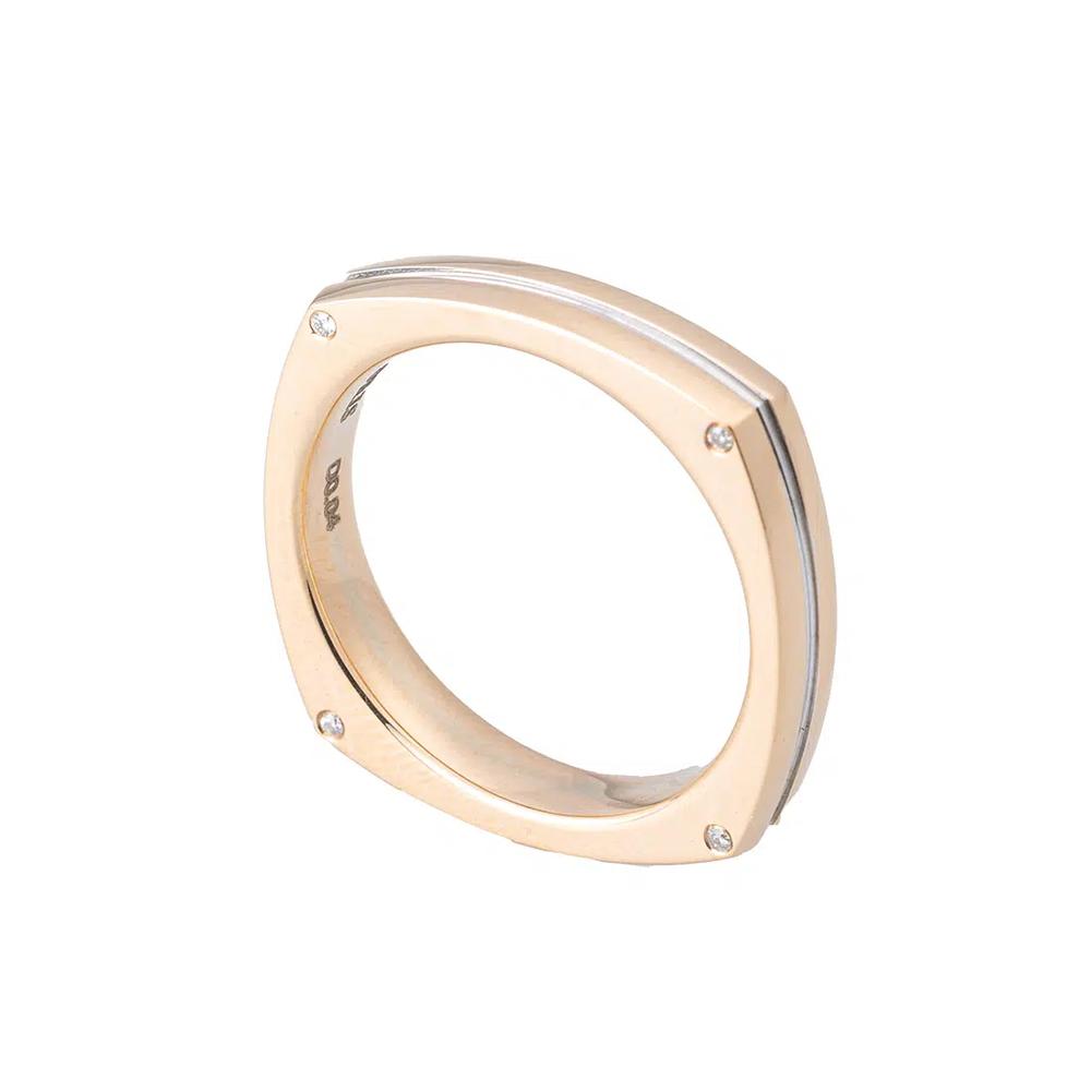 LITZ Мужское кольцо с бриллиантом из белого золота 18K и розового золота PJ-MS015M 1