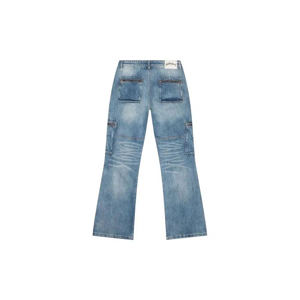 Bottoms Godspeed Double Pocket Flared Cargo Denim 'Синий' 2