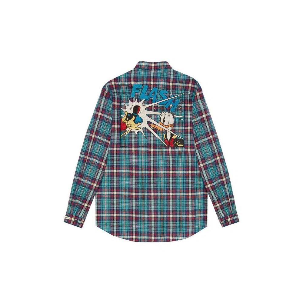 Фланелевые рубашки Gucci x Disney Donald Duck GG Check Shirt 'Cyan/Red' 2