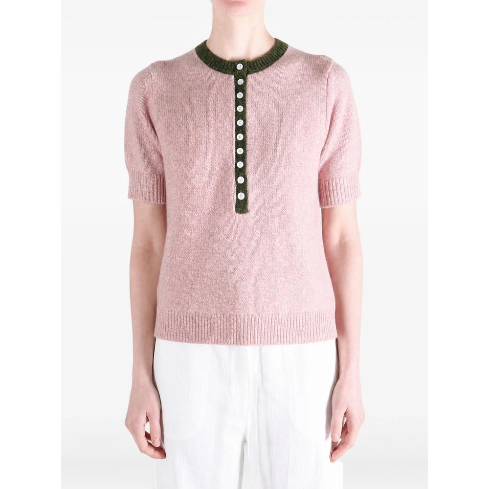 button-placket short-sleeve sweater 2