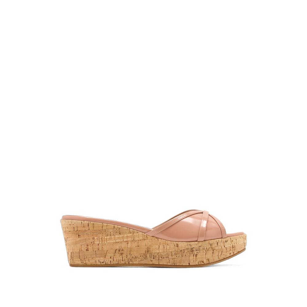 Perla patent-leather wedge sandals 1