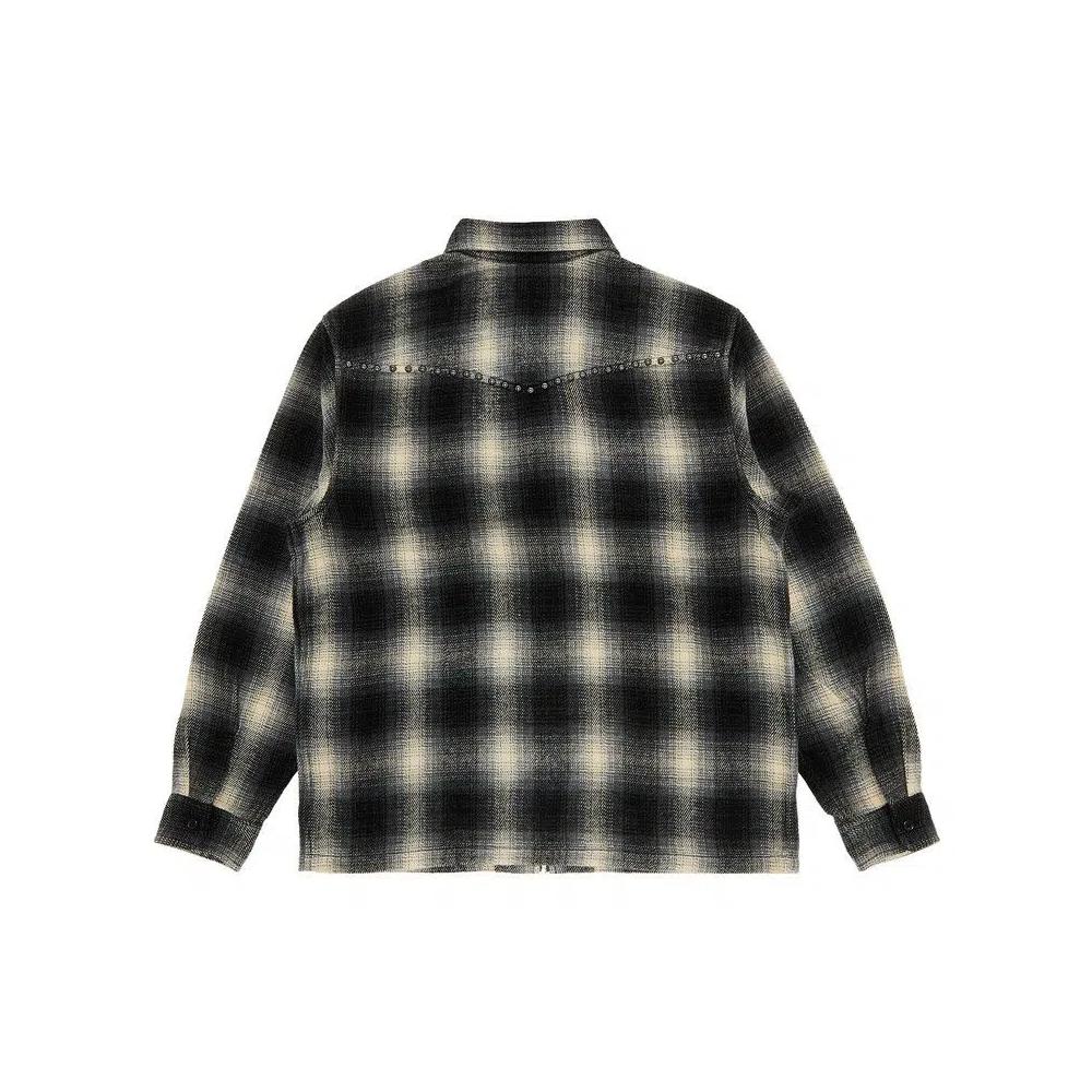 Топы Supreme Studded Shadow Plaid Zip Up Shirt 'Black' 2
