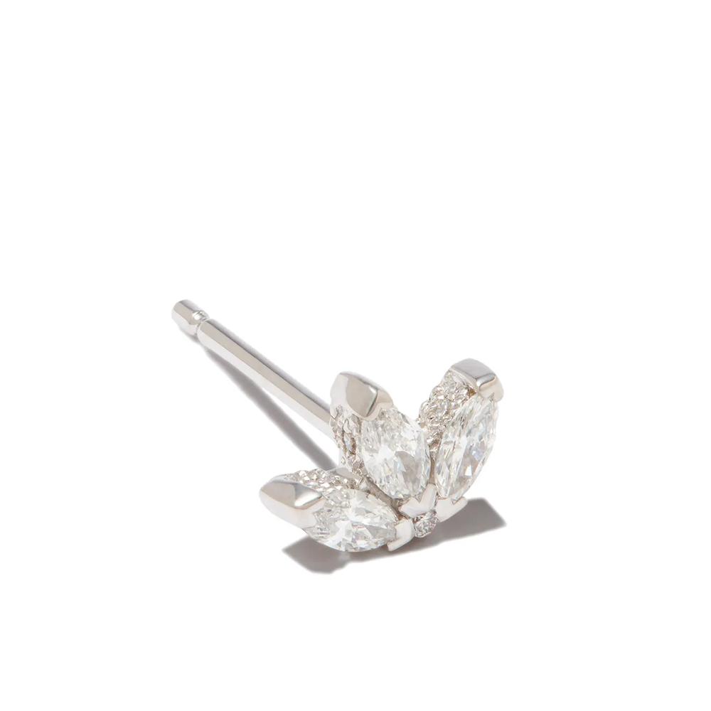 Серьга Engraved Lotus из белого золота с бриллиантами 2