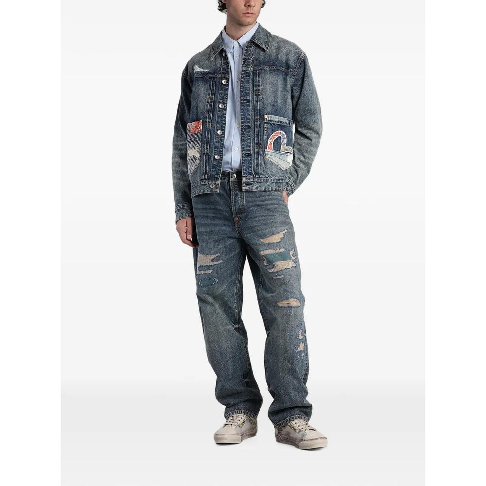 distressed patchwork jeans 2